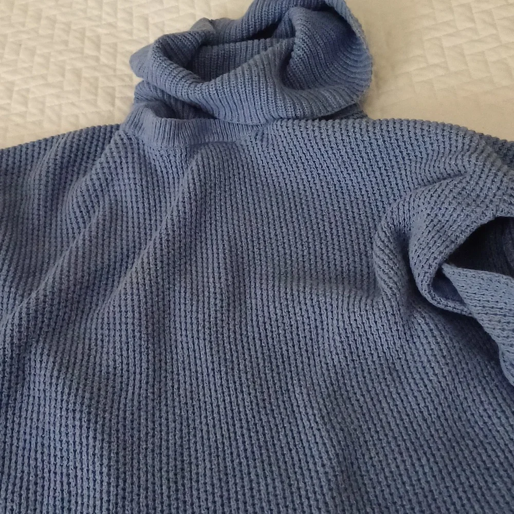 🔥🔥🔥Madewell Cornflower blue convertible turtleneck crewneck sweater S - Picture 13 of 13